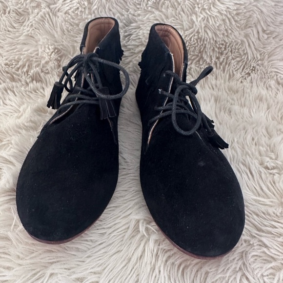 Ulla Johnson Adelaide Black Suede Lace Up Fringe Moccasin Booties Size 35 - Picture 3 of 12